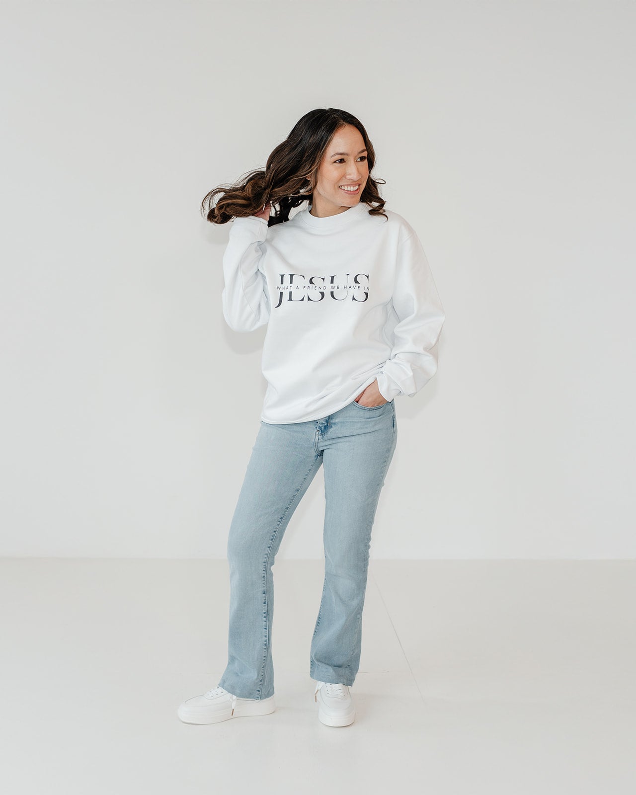 What a friend we have in Jesus Unisex eco sweatshirt White
