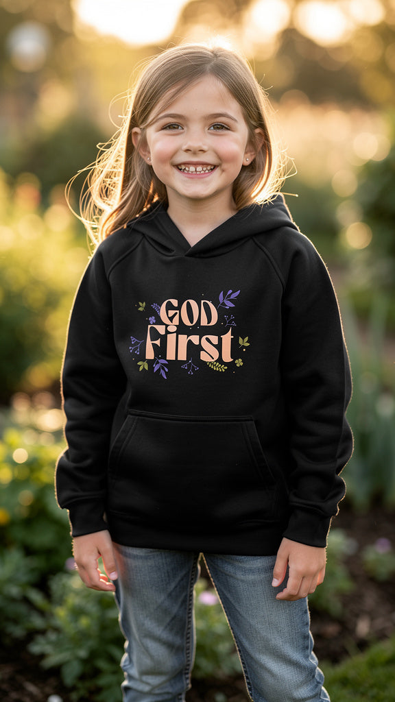 God First Kids Eco Hoodie Black