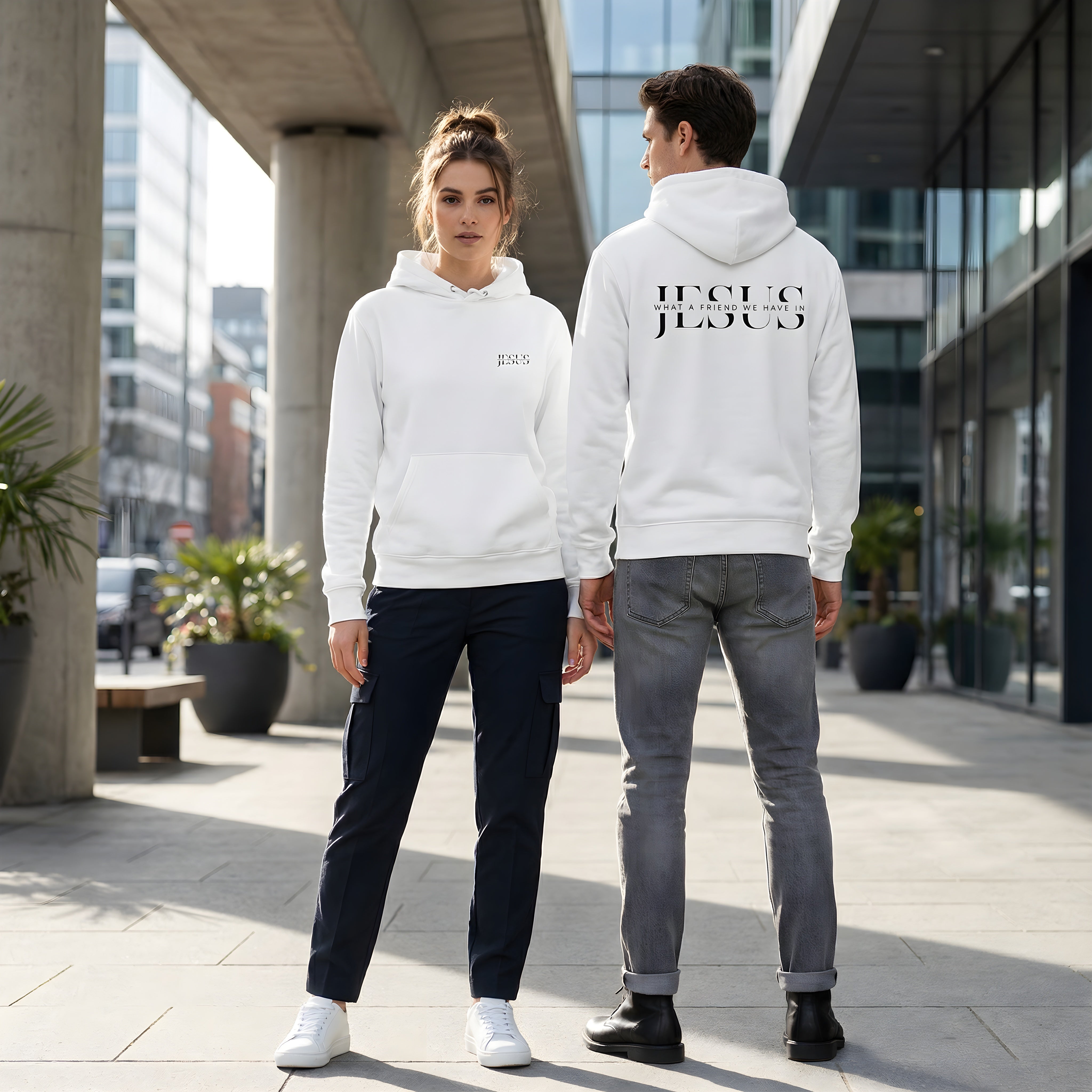 Jesus What A Friend We Have Unisex Essential Eco Hoodie White