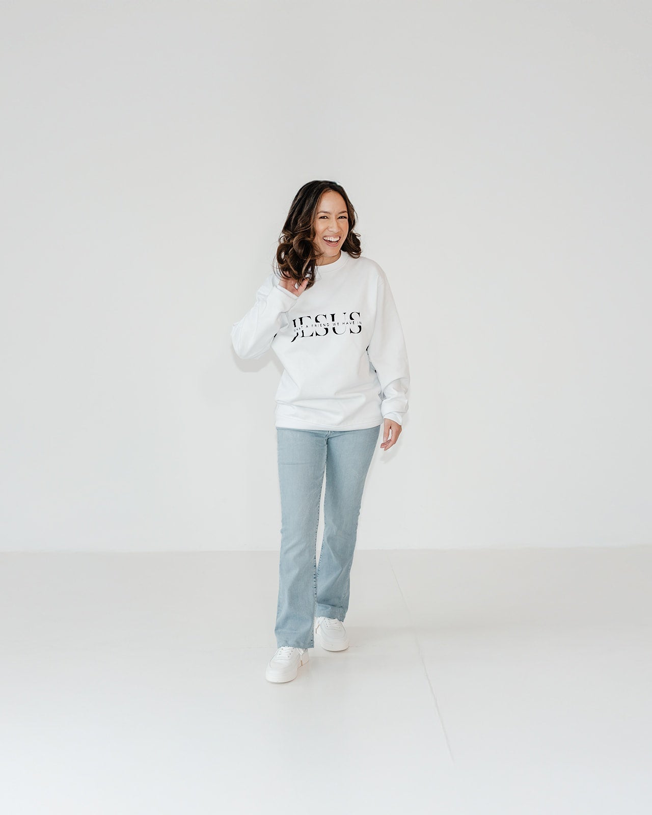 Jesus what a friend we have Unisex eco sweatshirt white
