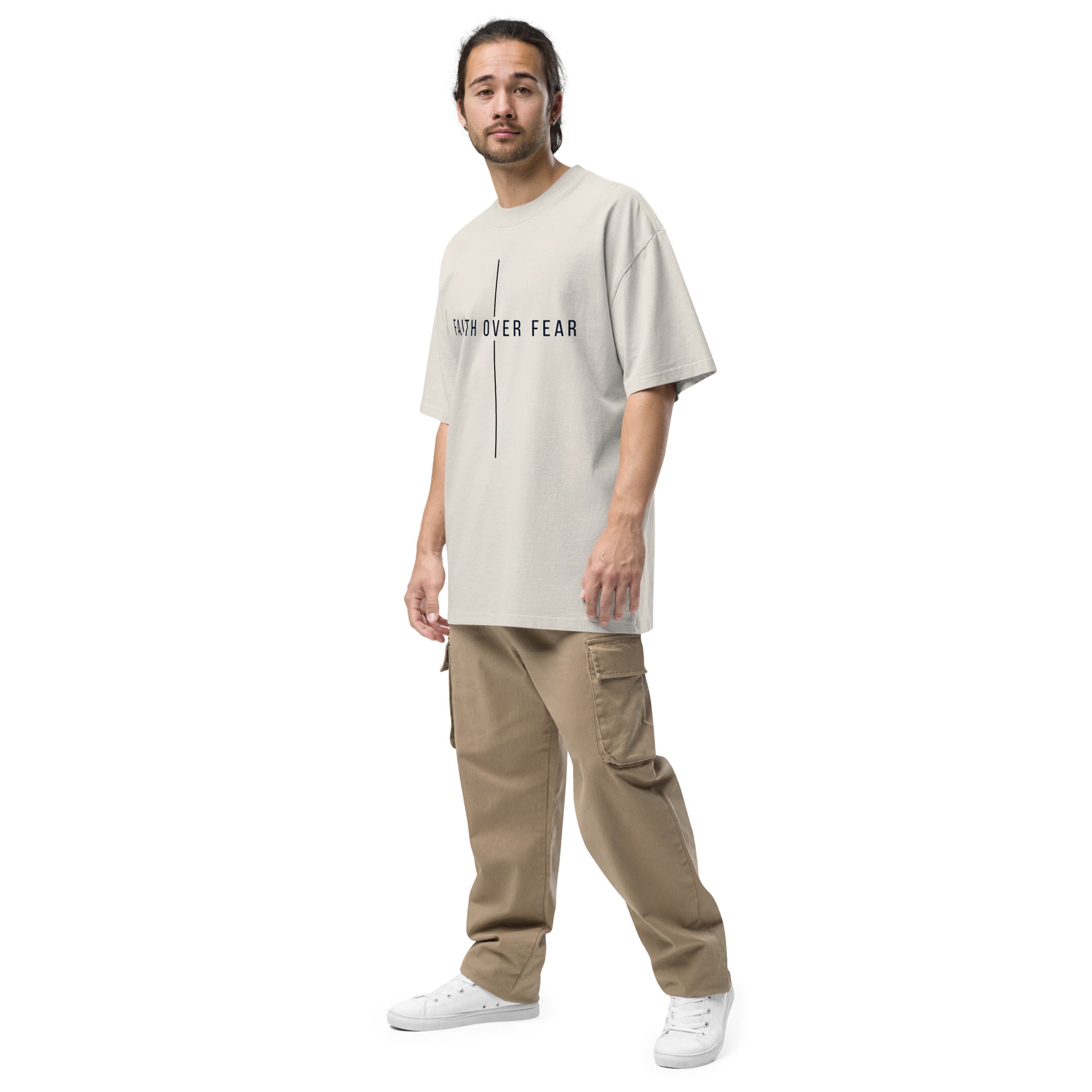 faith over fear oversized faded t-shirt different colors