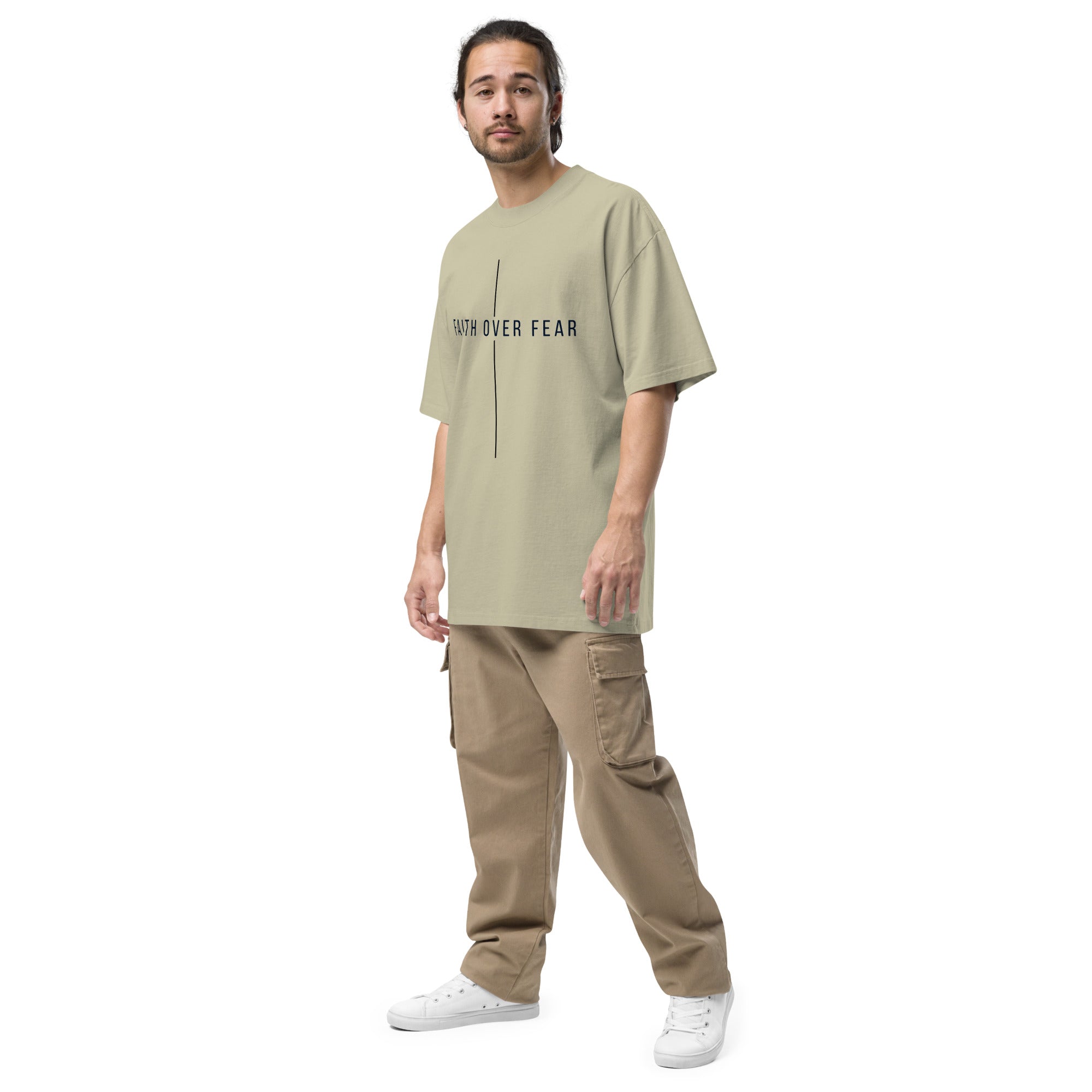 faith over fear oversized faded t-shirt different colors