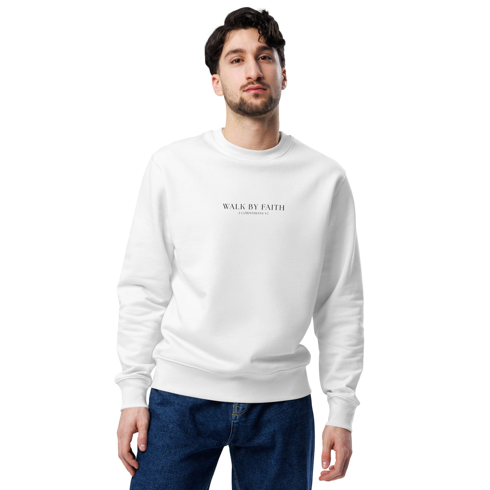 Walk by Faith Unisex eco sweatshirt white