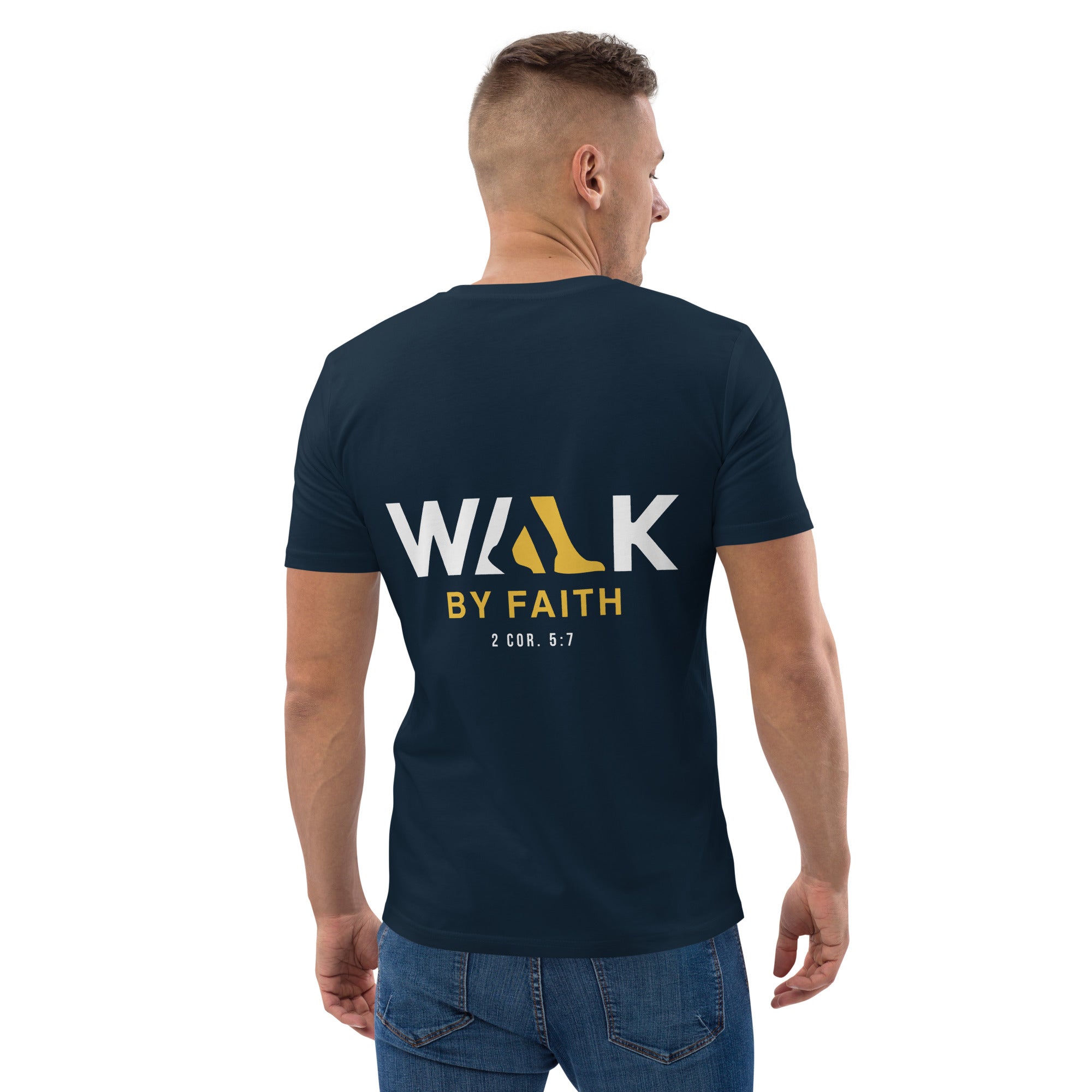 Walk by Faith unisex organic cotton t-shirt French navy
