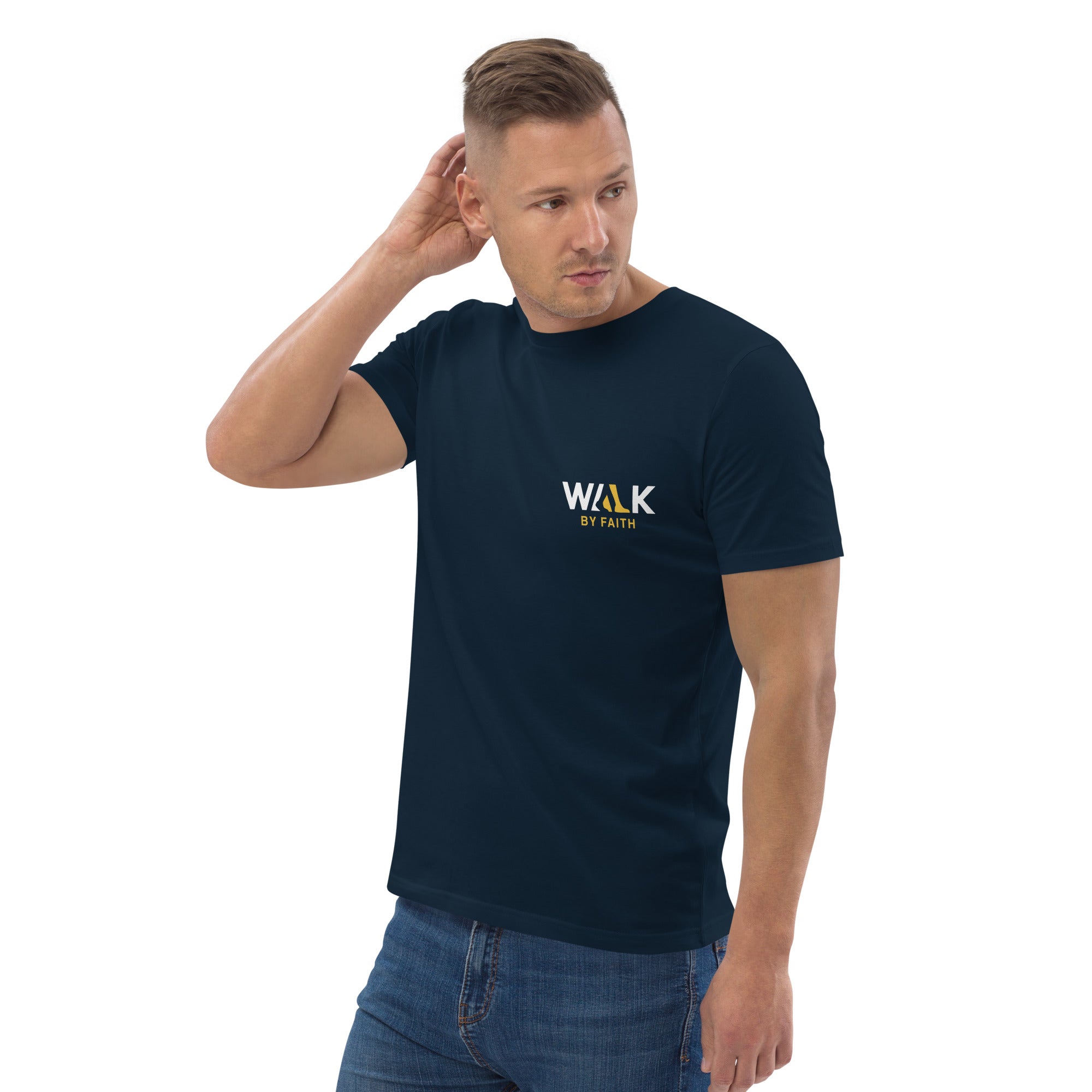 Walk by Faith unisex organic cotton t-shirt French navy