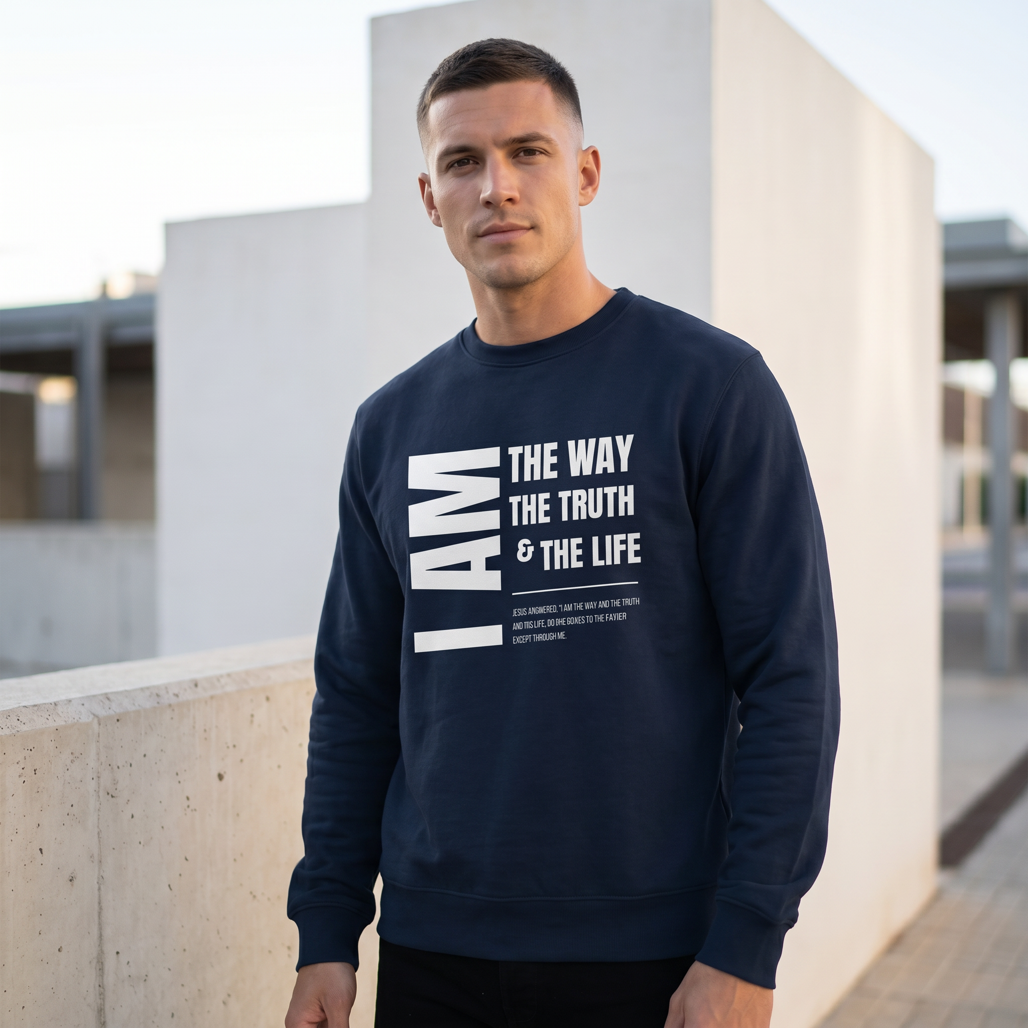 I am the way, truth and the life Unisex eco sweatshirt French navy