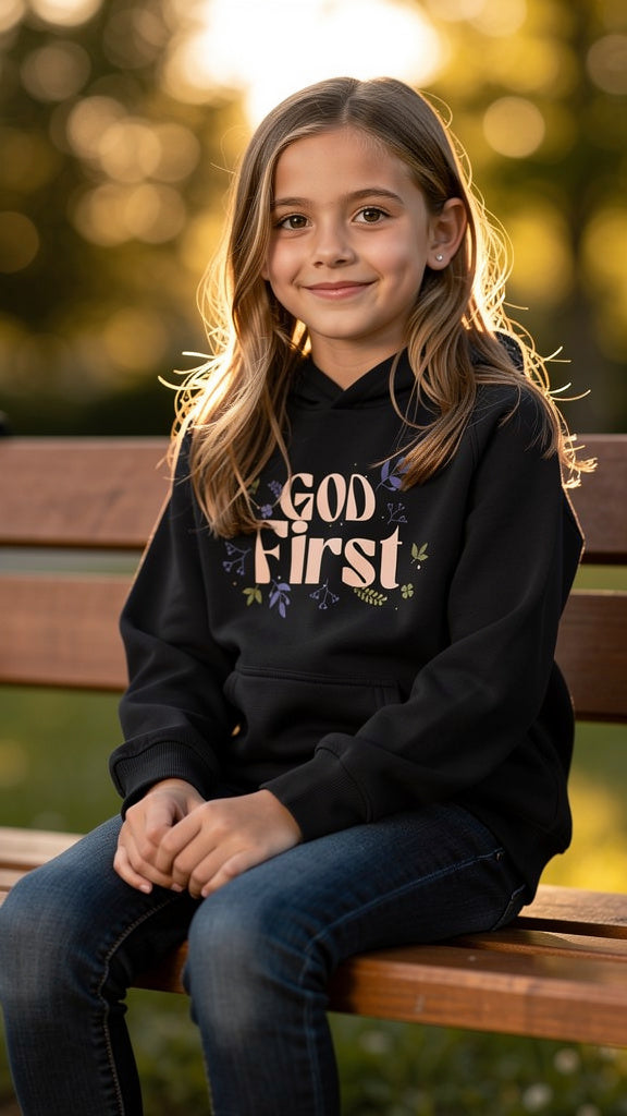 God First Kids Eco Hoodie Black