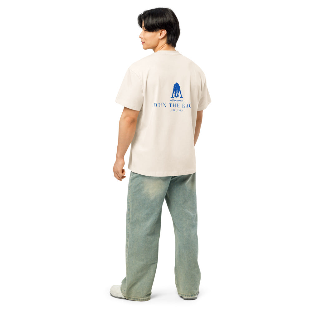 Run the race oversized T- shirt vintage white