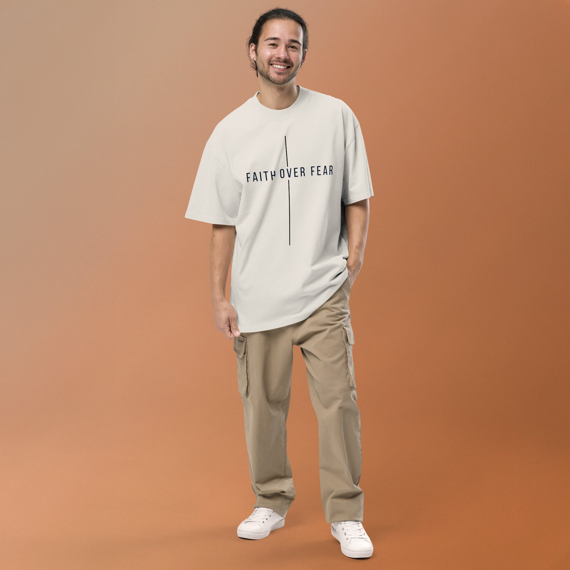 faith over fear oversized faded t-shirt different colors