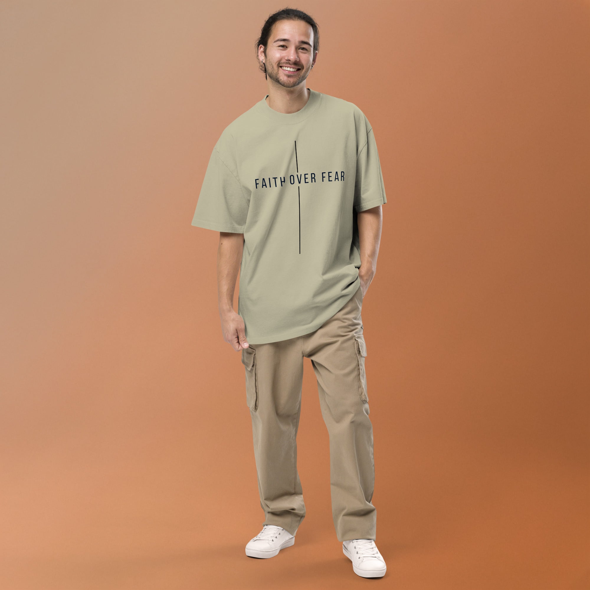 faith over fear oversized faded t-shirt different colors