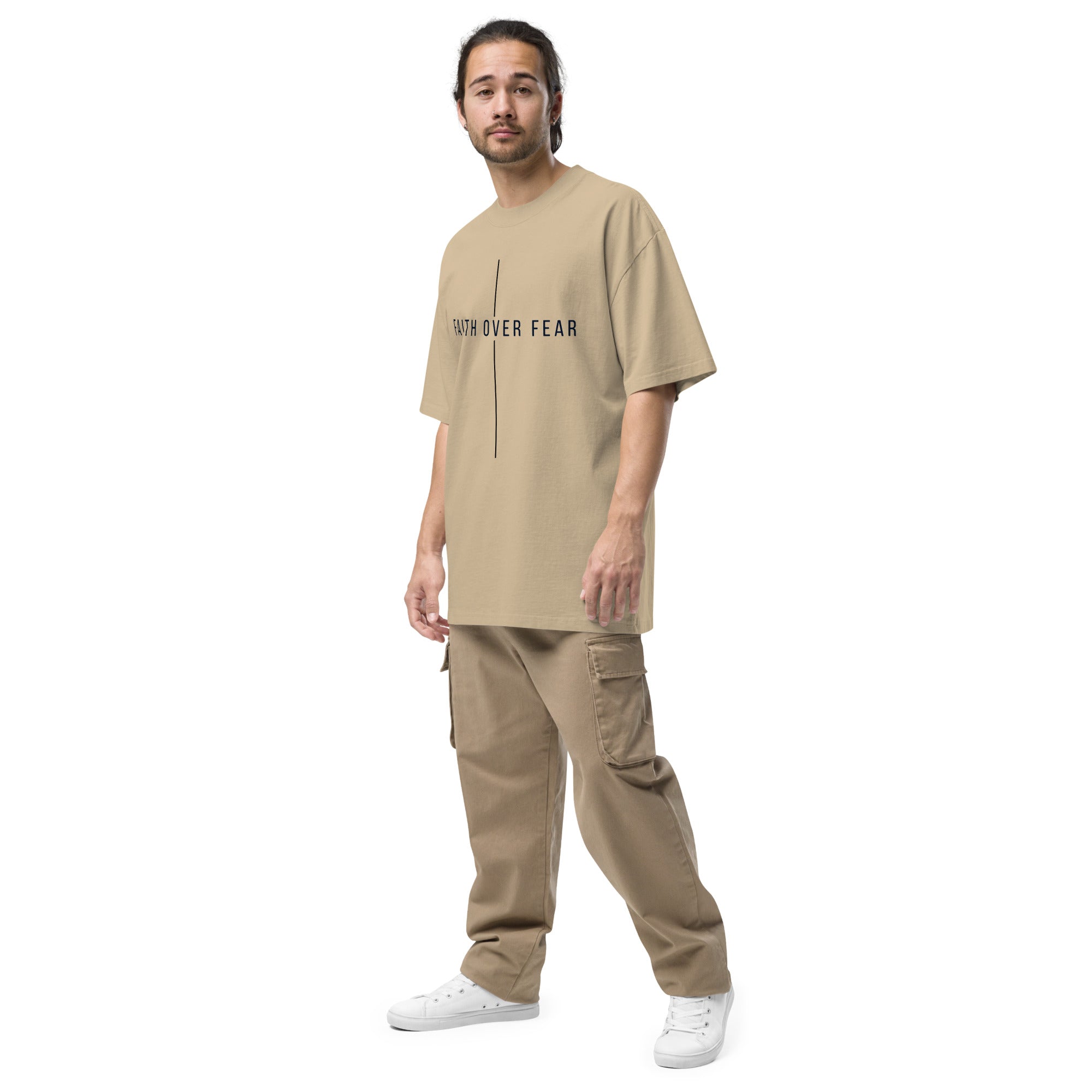 faith over fear oversized faded t-shirt different colors