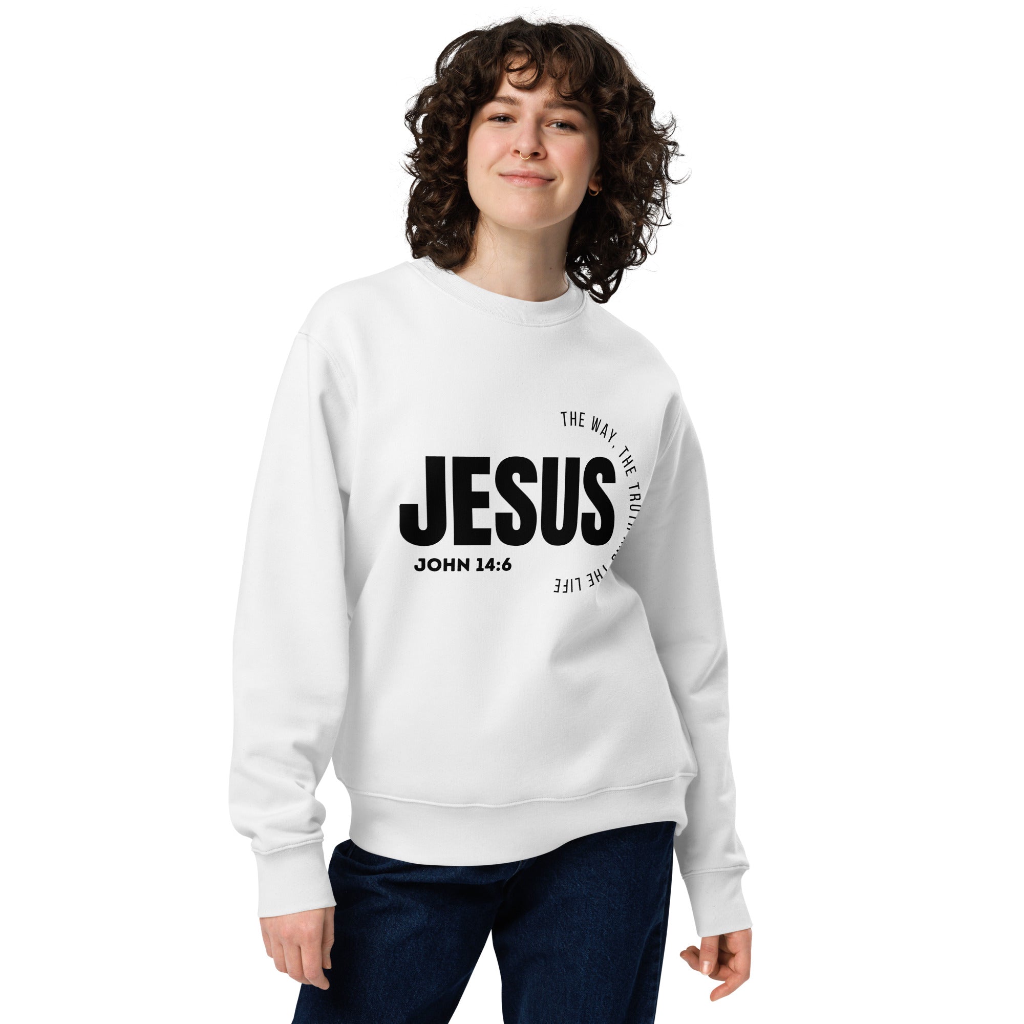 Jesus is the way, truth and the life Unisex eco sweatshirt white