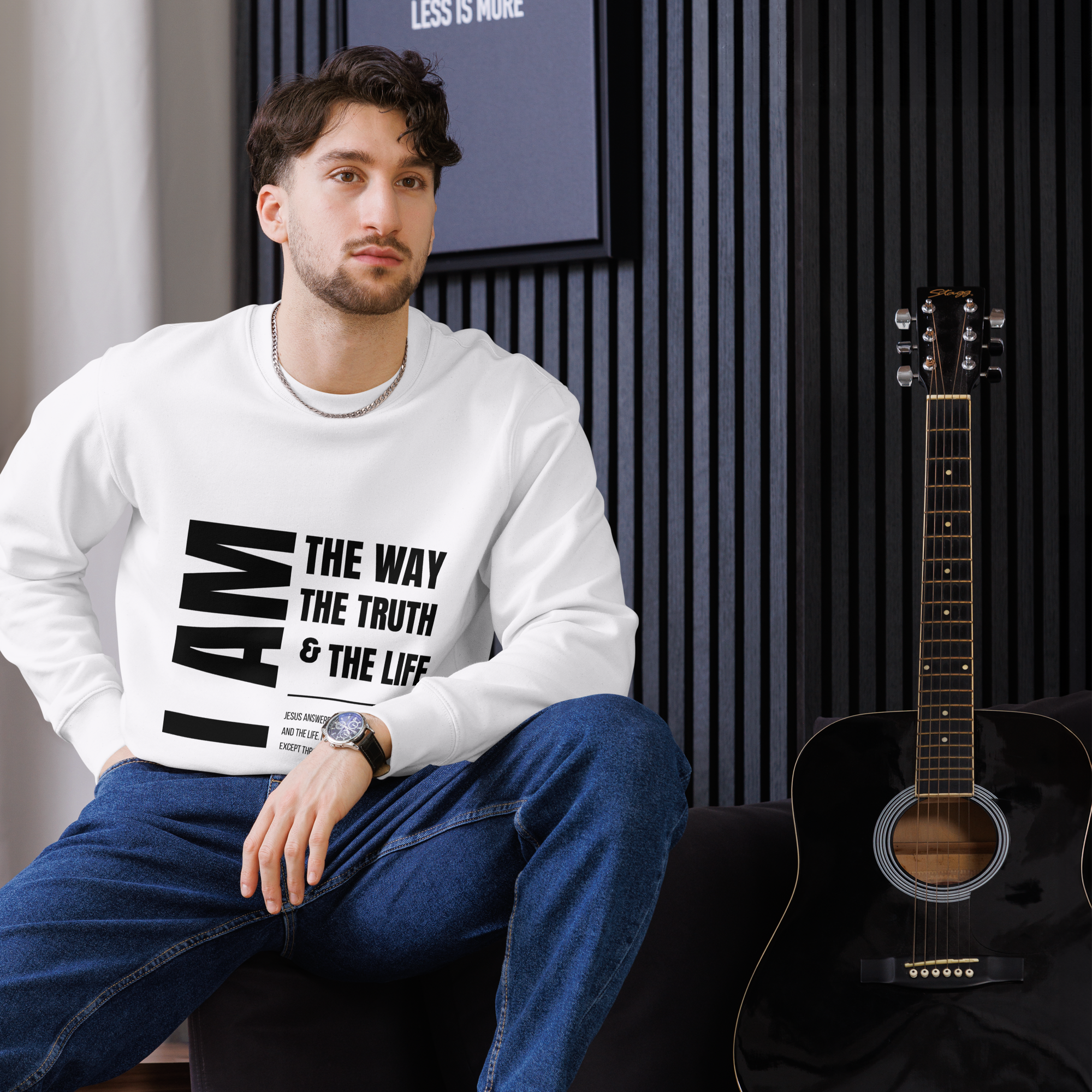 I am the way, truth and the life Unisex eco sweatshirt white
