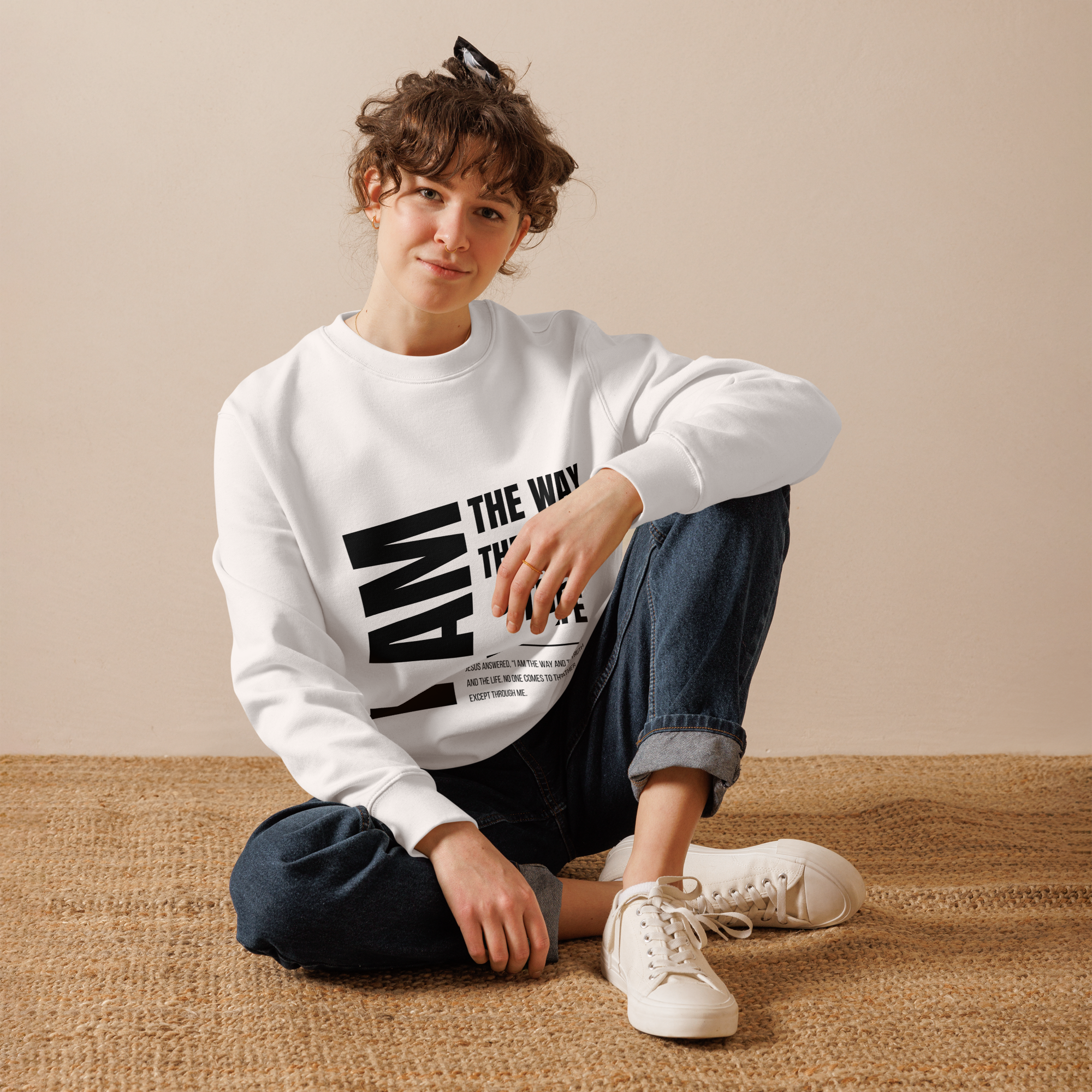 I am the way, truth and the life Unisex eco sweatshirt white