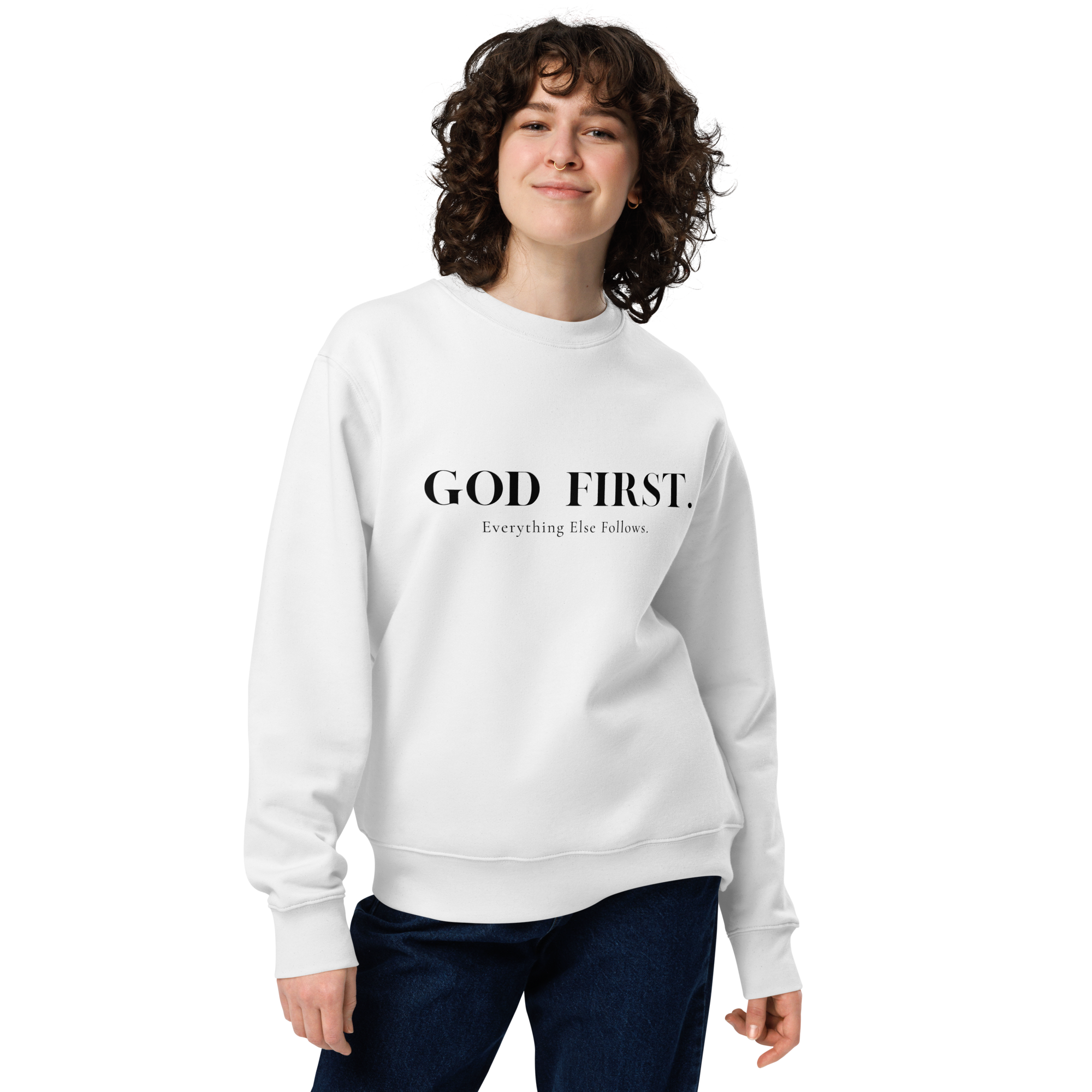 God first Unisex eco sweatshirt white