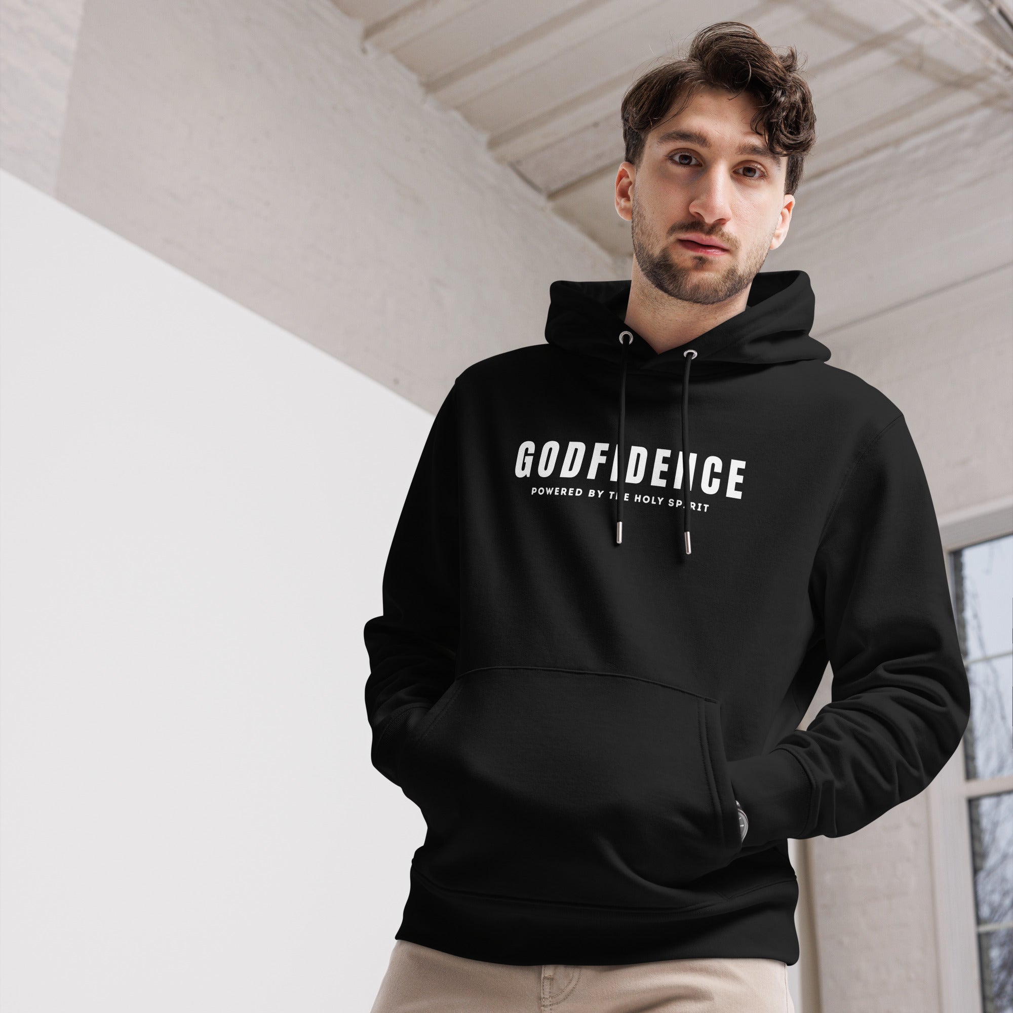 Godfidence unisex essential eco hoodie black