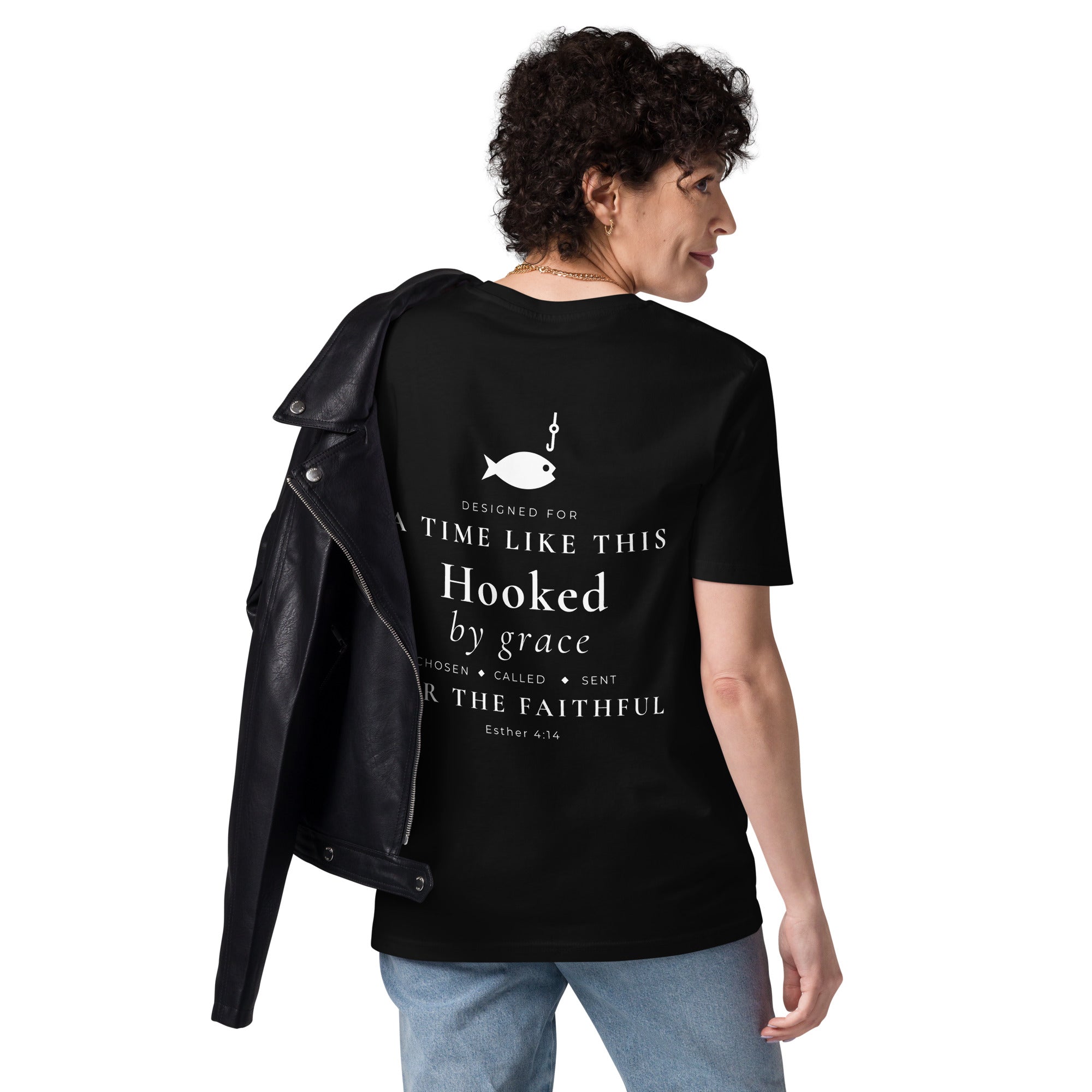 Hooked by Grace unisex organic cotton t-shirt black
