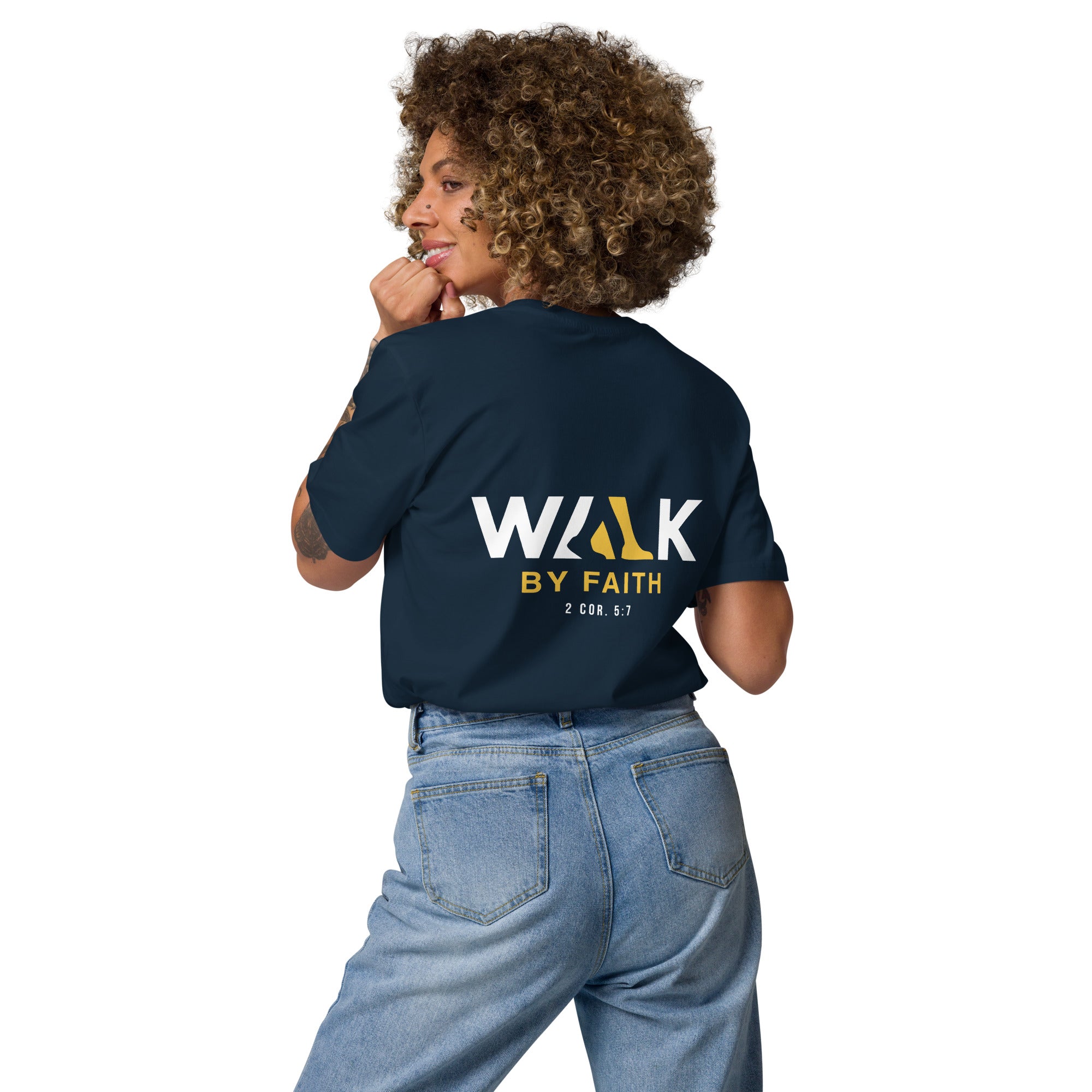 Walk by Faith unisex organic cotton t-shirt French navy