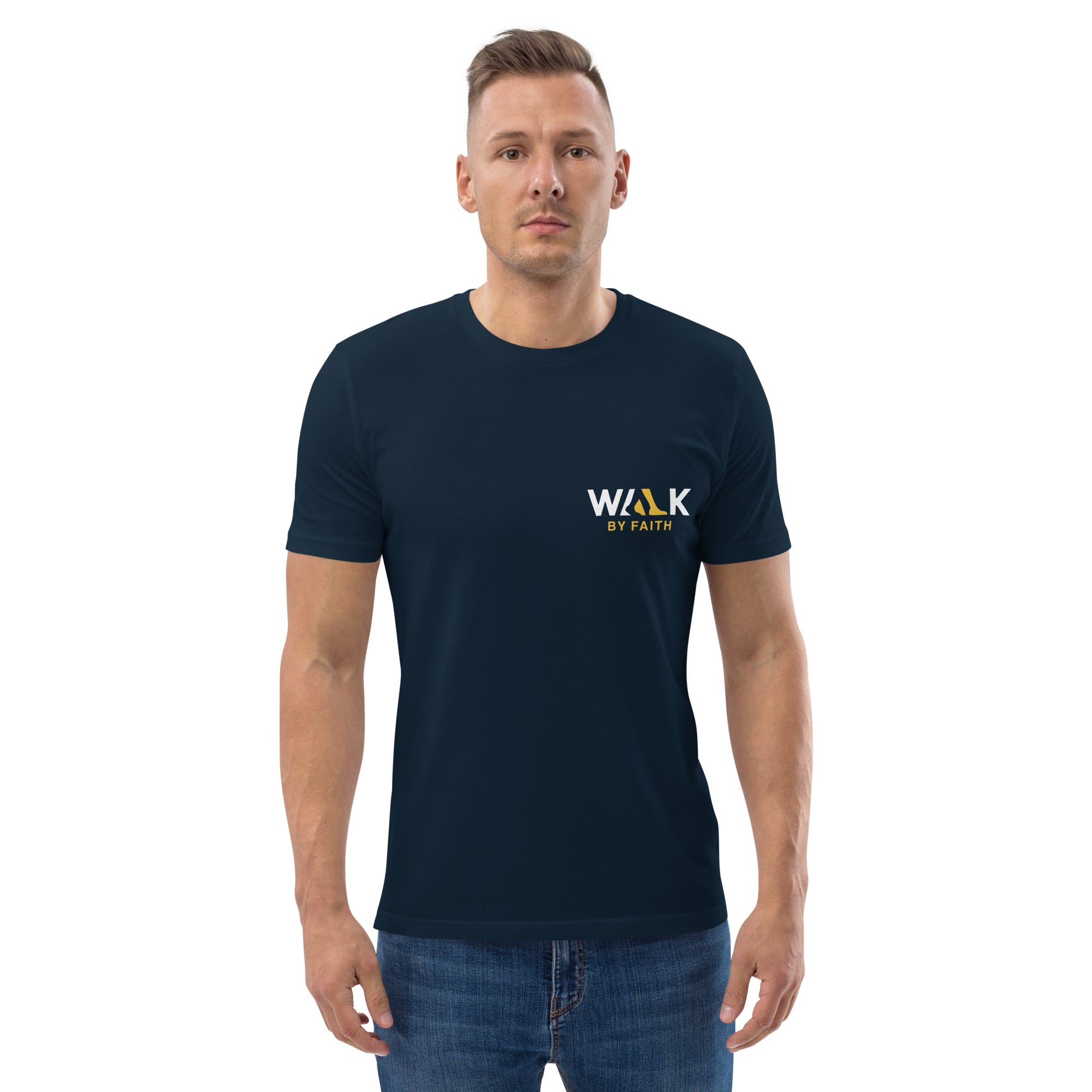 Walk by Faith unisex organic cotton t-shirt French navy