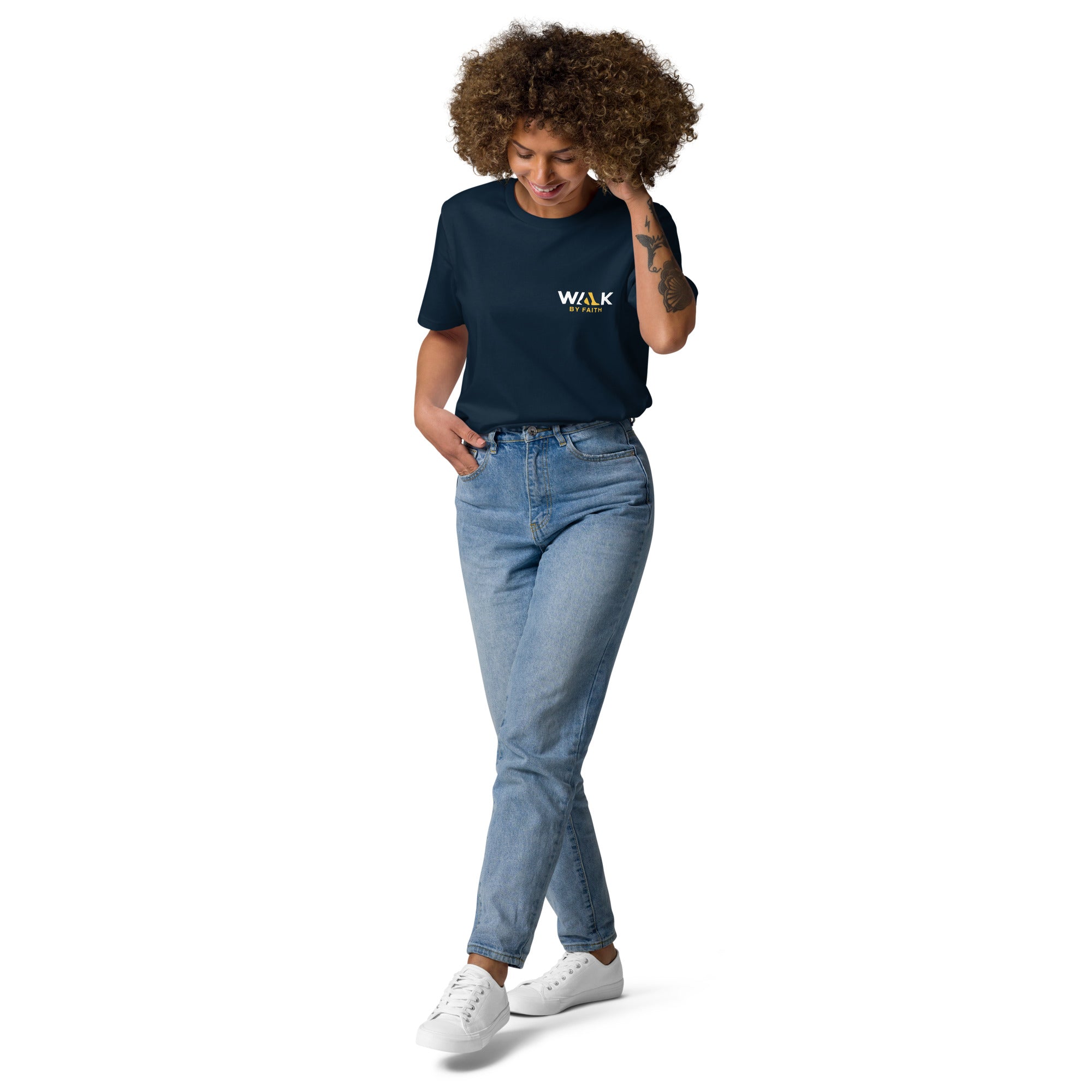 Walk by Faith unisex organic cotton t-shirt French navy